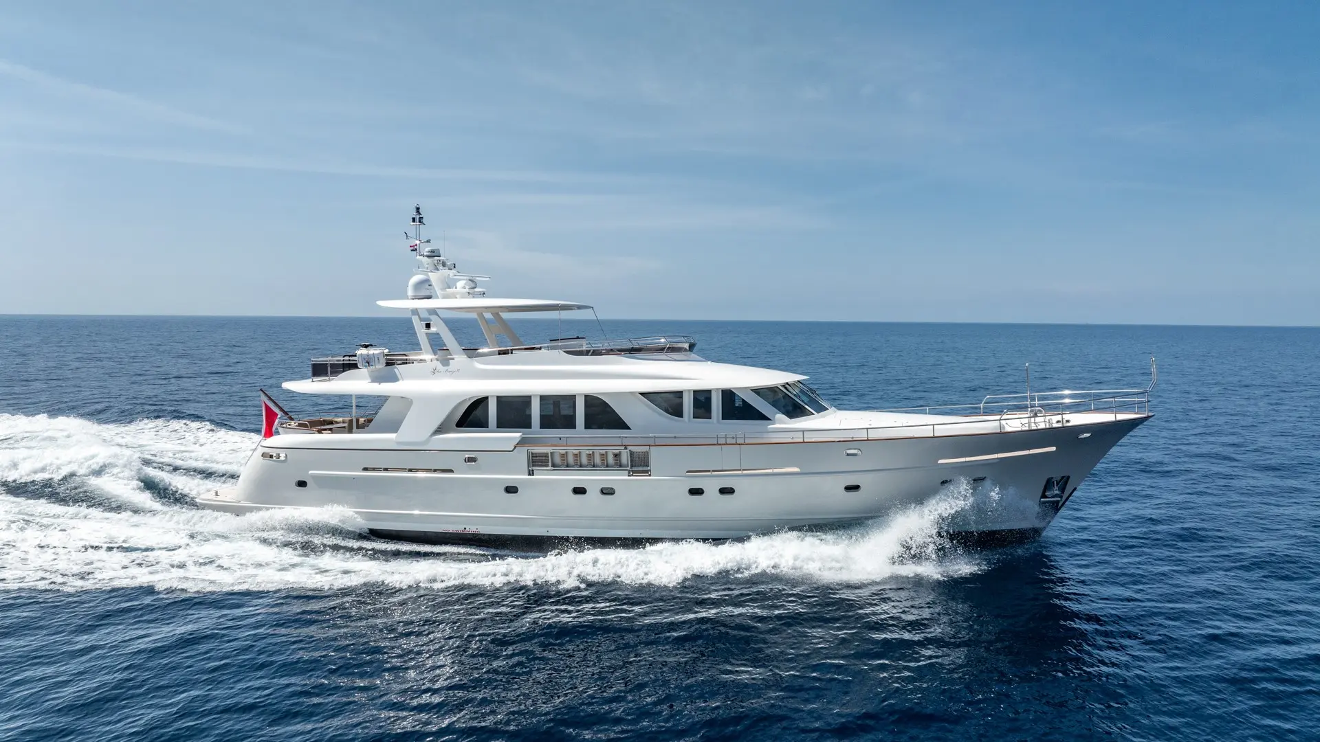 Luxury motor yacht Sea Breeze II – CRUISING, side view, elegant Mulder yacht underway near Croatia’s coastline