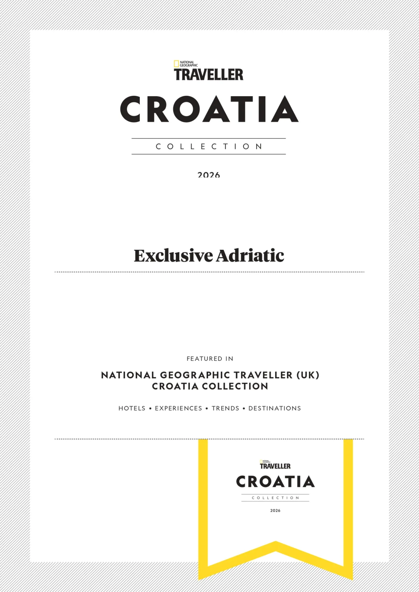 National Geografic Traveller Croatia: Exclusive Adriatic Certificate